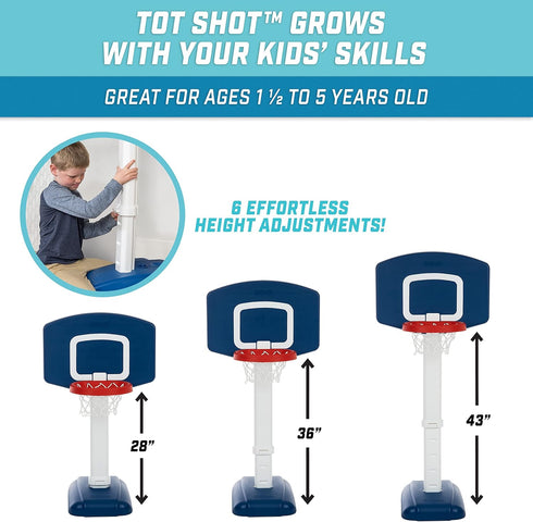 GoSports Tot Shot Toddler Basketball Set, Indoor & Outdoor Toy Hoop with Adjustable Height