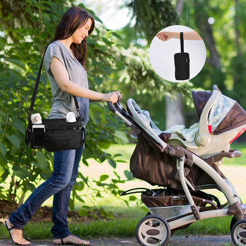 Momcozy Stroller Organizer - Fits All Strollers with 2 Non-Slip Stickers and 2 Detachable Mesh Bags