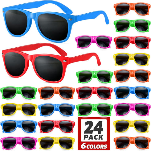 GINMIC Kids Sunglasses Party Favors, 12 Pack Neon Sunglasses for Boys and Girls, Great Gift