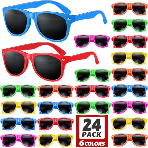 GINMIC Kids Sunglasses Party Favors, 12 Pack Neon Sunglasses for Boys and Girls, Great Gift