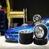 Mxfans RC 12mm Hux Wheel Rims & Rubber Tires for RC 1:10 On Road Drift Car, Pack of 4