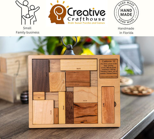 Creative Crafthouse Impossible Brain Teaser for Adults - Calibron 12 Brainteaser - Very Difficult Wood Puzzle