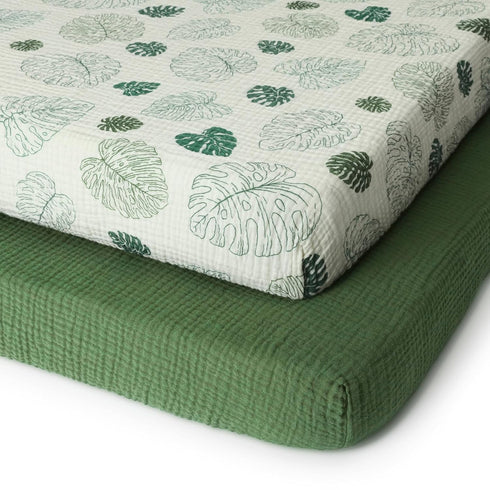 Blissful Diary Muslin Mini Crib Sheets, Pack and Play Mattress Sheets Fitted