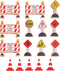 16 Pc Wooden Construction Signs and Traffic Cones - Construction Site Road