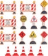 16 Pc Wooden Construction Signs and Traffic Cones - Construction Site Road