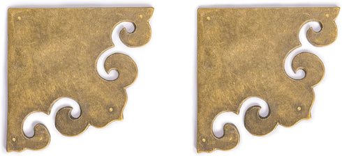Brass Curled Box Corner Plate – Set of 2, 3.3"