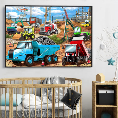 HUADADA Puzzles for Kids Ages 4-8, 100 Piece Construction Vehicles Educational Jigsaw Puzzles for Boys and Girls