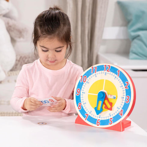 Melissa & Doug Turn & Tell Wooden Clock - Educational Toy with 12+ Reversible Time Cards
