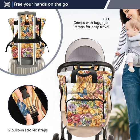 SUABO Backpack Baby Diaper Bag A Full-body Watercolor Of Retriever Large Bag Waterproof Travel Diaper Bags for Moms
