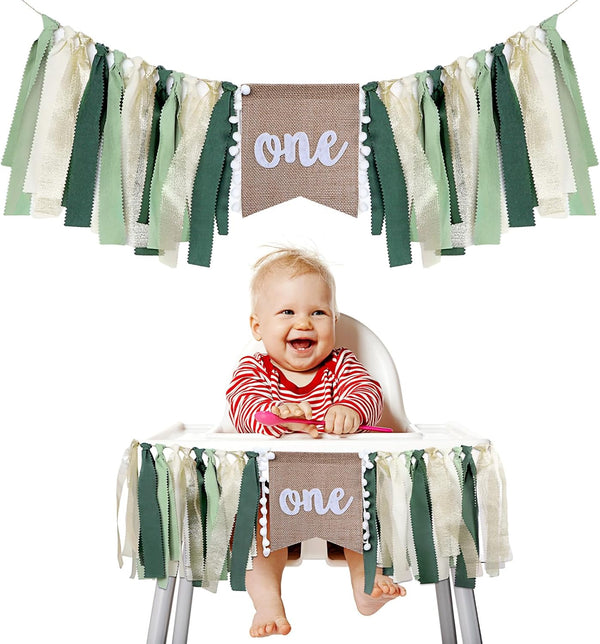 Buryeah One Highchair Banner 1st Birthday Highchair Banner 80 inch for Girls