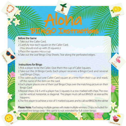 WATINC 41pcs Hawaiian Bingo Game - Tropical Summer Party Supplies with 24 Players & Luau Party Favors