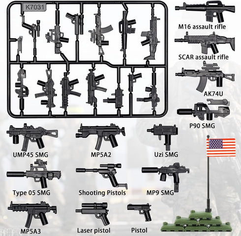 Weapons Pack Military U.S Weapons in Game Toy Set - Accessories Compatible with Major Brands