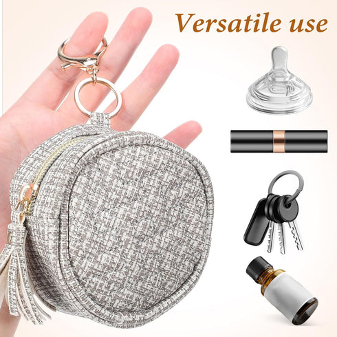 Holibanna Portable Pu Bag Pouch with Clip Versatile Zippered Case for Pacifiers Keys Stylish Travel Organizer