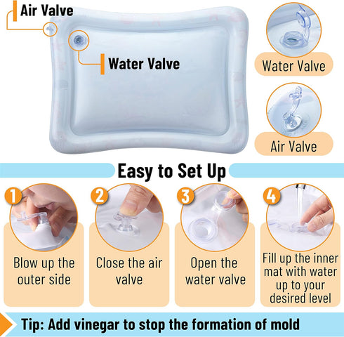 Tummy Tummy Mr. Pen- Inflatable Time Water Mat, Water Mat for Babies, Infant Water Mats, Baby Water Pad, Water Time Mat