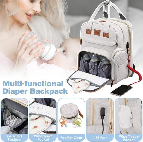 Backpack, JSTPRO Diaper Bag Large Diaper Bag with Changing Station, New Mom Gifts, Lightweight Waterproof Unisex Diaper