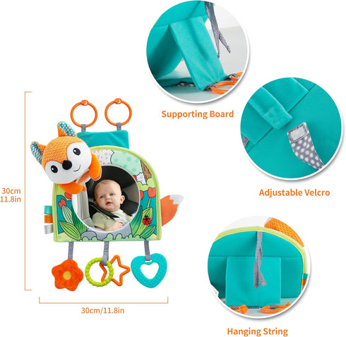 0-6-12-18 Lynncare Car Seat Toy, Baby Car Mirror Toy for Rear Facing, Travel Baby Activity Center with Hanging Engaging