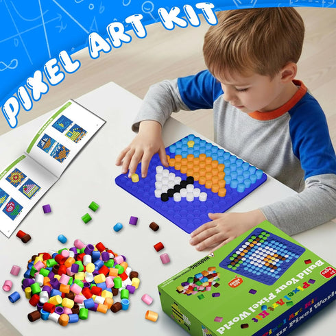500 10 Counting STEM Toys Pixel Art Kit for Kids, Pcs Colors Pixel Bricks Challenge Fine Motor Skills Game Educational