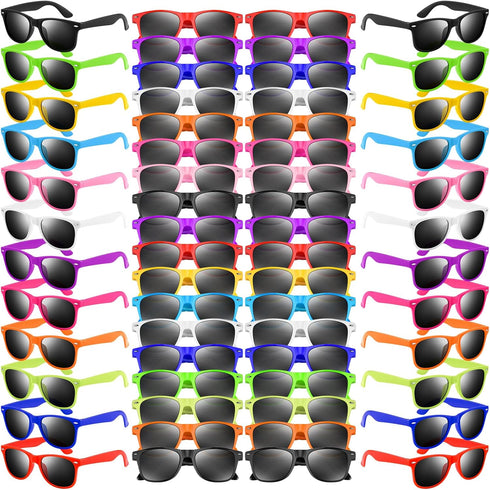 NEBURORA Neon Sunglasses Bulk Classic Retro 6/12/24/60 Pack Multicolor Party Toys for Summer Beach Favors