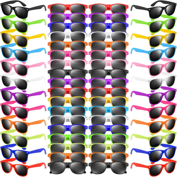 NEBURORA Neon Sunglasses Bulk Classic Retro 6/12/24/60 Pack Multicolor Party Toys for Summer Beach Favors
