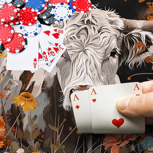 Cow and Flower MTG & TCG Playmat Mouse Pad, 24" x 14" Game Mat for Trading Card Games and Video Games