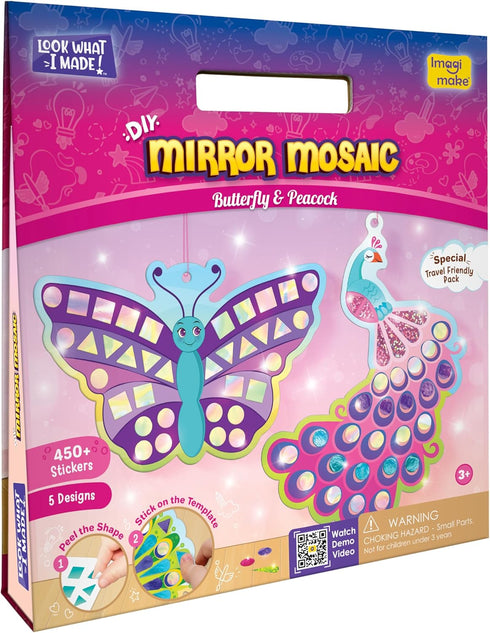Set 3,4,5,6,7 Imagimake Mirror Mosaic Butterfly & Peacock Kids Art | DIY Craft Kit | Foil Stickers for Kids | Mosaic