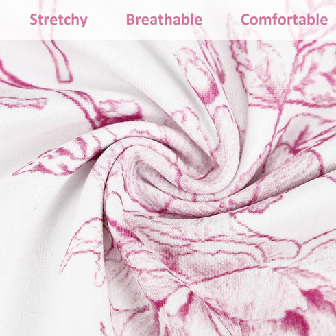 DILIMI Fitted Crib Sheets and Nursing Pillow Cover for Baby Boys and Girls, Pink Floral