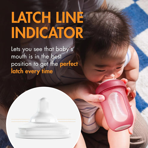 3 Count Boon Nursh Curve Silicone Baby Bottle Nipples - Food-Grade Silicone Bottle Nipples - Slow Flow Nipples for Baby
