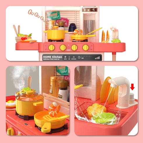 Kids Kitchen Play Set - Interactive 50Pcs Pretend Kitchen Toys with Realistic Sound Effects, Suitable for Ages 2-12