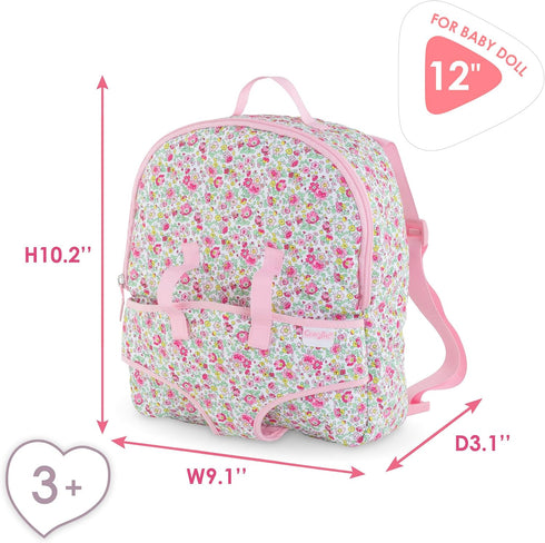 Backpack 12 Inch 1-3, Corolle Baby Doll Carrier for Dolls - Toddler Baby Doll Carrier for Little Girls Age Adjustable