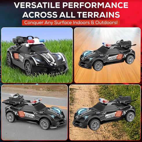 Remote Control Police Car Toy with Smoke Effect & LED Lights, Fast Rechargeable RC Car for Kids, Anti-Slip Rubber