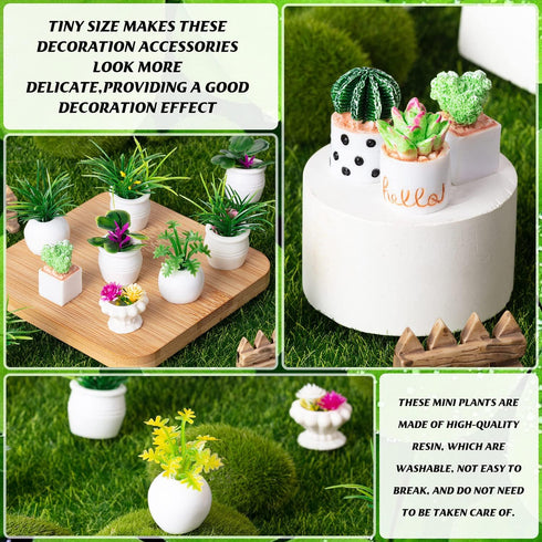 26Pcs Miniature Potted Plants, Mini Artificial Plants, 1:12 Scale Doll House Accessories, Suitable for Dollhouse Decoration, Christmas Birthday Gifts, DIY Handicrafts