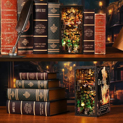 TOYQI DIY Book Nook Kit, Miniature House Dollhouse Kit for Adult and Teens, Book Nook Kits for Adults, Booknook Bookend