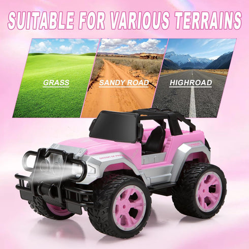 Carox Remote Control Car for Girls - Pink RC Car with Doll and Sticker, 1:16 Scale, Rechargeable Battery, Birthday Gift