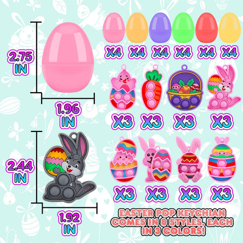 24PACK 2.75inch KissFree Prefilled Easter Eggs with Easter Pop Toys, Easter Eggs Filled with Toys, Easter Basket