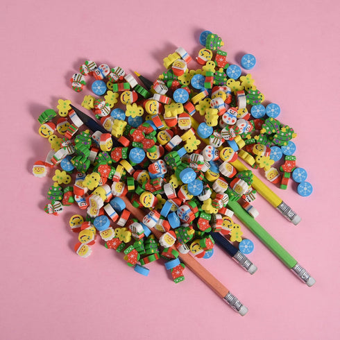 330 Pcs Mini Erasers for Kids Bulk, Christmas Party Decoration, Santa Claus Stocking Gift Filling