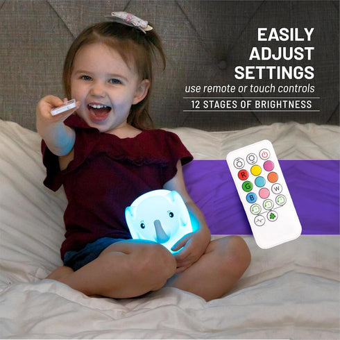 Lumipets Remote Control Silicone Night Light for Kids - Elephant Design with 9 Soft Colors & Sleep Timer