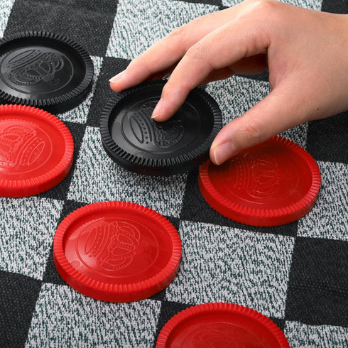 Yarlung Giant Checkers Set, 3 in 1 Jumbo Tic Tac Toe Game with Reversible Rug for Family Camping Lawn Games
