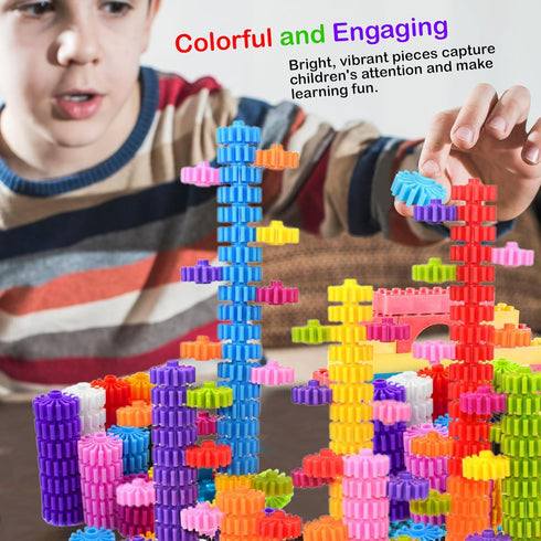 STEM Building Blocks Toys for Kids, Educational Gear Interlocking Construction Playset for Creativity
