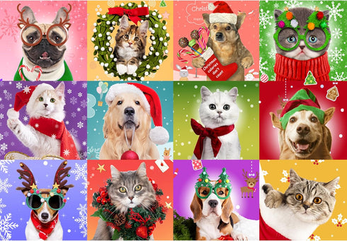 100 Piece Puzzles for Kids Ages 4-8, Christmas Puzzle Dogs and Cat Puzzles, Holiday Jigsaw Puzzles for Kids