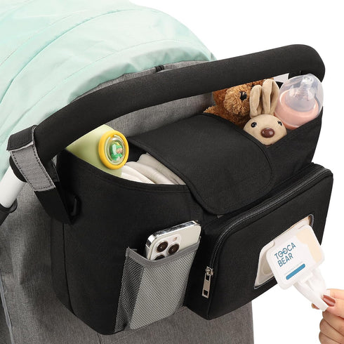 Accmor Universal Stroller Organizer with Insulated Cup Holder, Stroller Caddy Bag Accessories, Stroller Cup Holder