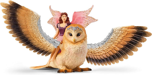 Schleich bayala Flying Fairy with Glam Owl Playset - Magical Fairy and Pet Owl Figurine, Imaginative Toy for Children