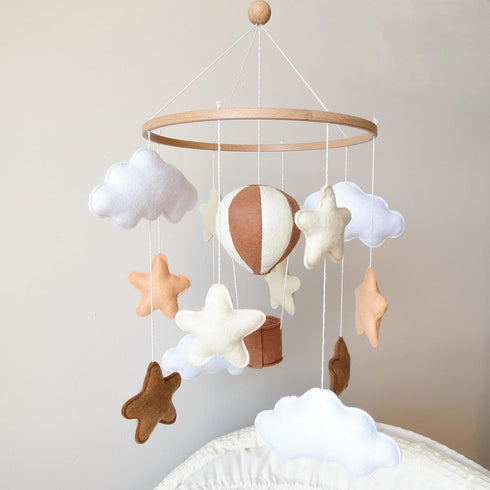 Goukurlsma Neutral Hot Air Balloon Mobile for Crib Boho Baby Crib Mobile for