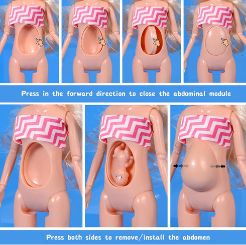 Playset 6 3 3-12 iBayda Family Dollhouse Dolls - People with Dollhouse Pets Included Pregnant Mom Dad Kids