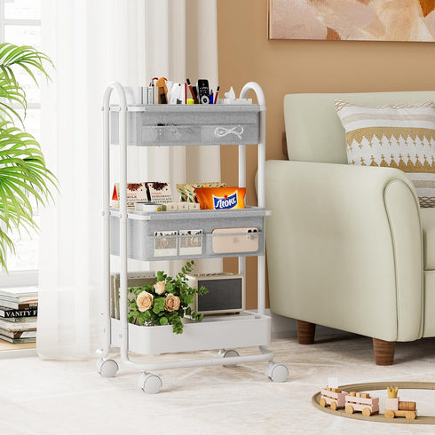 3 Modanais Baby Diaper Caddy Organizer Cart - Tier Rolling Storage Cart with Wheels, Baby Essentials for Nursery