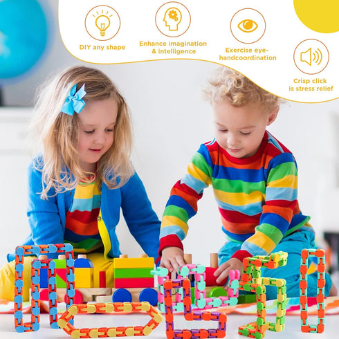 60 Packs Sotiff Wacky Track Fidget Toy Fidget Links Colorful Snake Toy Gift for Kids Adult Autism Stress Relief Therapy