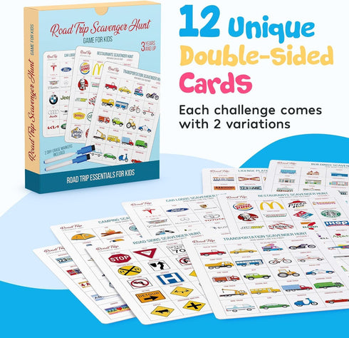 Car Bingo - Road Trip Essentials, Activities and Games for Kids Ages 4-8