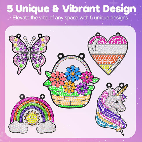 5PCS 4 5 6 7 8 9 ZIZZ Diamond Painting Suncatcher Kits for Kids: Easter Basket Stuffers for Kids, Birthday Gifts