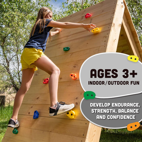 Squirrel Products Rock Climbing Holds for Kids, Deluxe Extra Large Climbing Rocks with Mounting Hardware for DIY