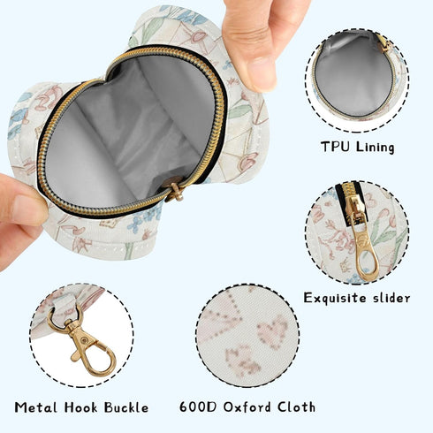 PYBUG Letter Round Pacifier Storage Case, Polyester & TPU Lined with Hook Buckle, Pacifier Container Box for Baby