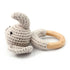 Woodland Friends Baby Rattle Shaker Toy with Wooden Teething Ring Gray Elephant